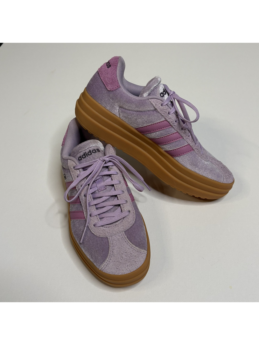 Adidas VL Court Bold Purple Velvet Platform Sneakers Shoes 6